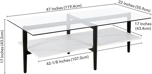 Miniatura 26 de Otto - Mesa de centro redonda de 36 pulgadas de ancho con estante MDF en latón/laca blanca Latón/blanco.,Oro/Nog,Bronce ennegrecido/mármol