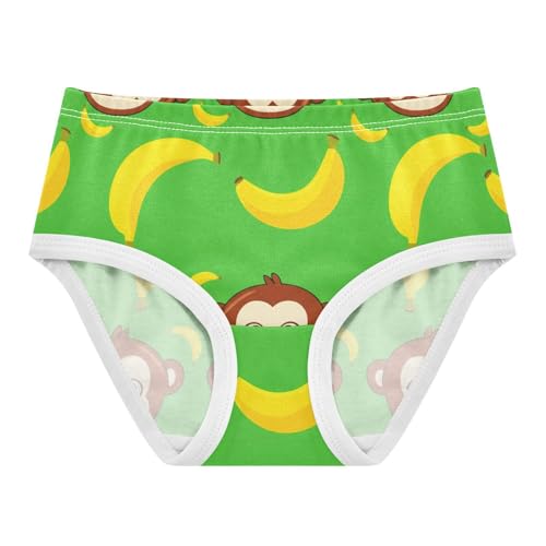 Cute Monkey Bananas Green Cute Panties Girl Toddler Underwear Custom Cotton Print Briefs Undies Kids 2t