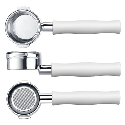 Image of Normcore 58mm Naked Portafilter Compatible with Breville BES900, BES920, BES980, BES985, BES990, Bottomless Portafilter with 18g Basket, White Anodized Aluminum Handle