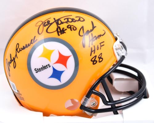 Ham Lambert Russell Autographed Steelers Gold Mini Helmet - Beckett W Hologram
