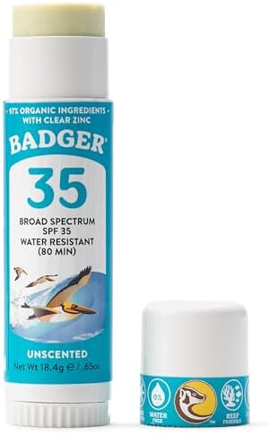 Badger Mineral Sunscreen Face Stick SPF 35, Reef Safe, .65 oz