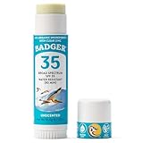 Badger Mineral Sunscreen Face Stick SPF 35, 97% Organic Unscented Zinc Oxide Travel...