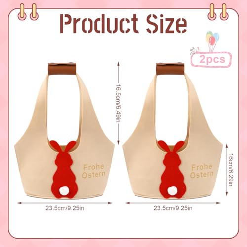 2 Stück Osterkörbchen Mit Henkel, Ostertüten zum Befüllen, Osterkorb Kinder für Geschenken Partyzubehör, Ostern Filztaschen Osterdeko Bastelsachen Deko (Braun)