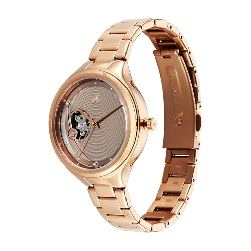 Image of Fastrack Women Automatics 2.0 Beige Dial Stainless Steel Strap Analog Watch