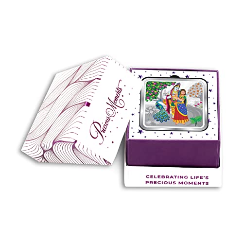 Image of Precious Moments Radha Krishna Silver Coin 10 Gram | 20 Gram | 50 Gram | 100 Gram BIS Hallmarked Round Square Flower Shaped 999 Purity with Gift Box by ACPL