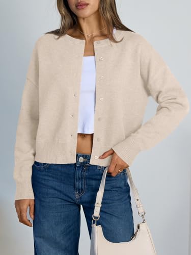 Image of Trendy Queen Cropped Cardigan Sweaters for Women Lightweight Y2k Fall Outfits Spring Fashion Clothes 2026