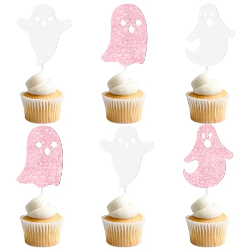 Halloween Ghost Cupcake Decoration 24Pcs Ghost Cupcake Toppers Do...