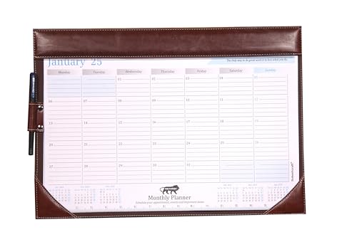 Image of Sukeshcraft Table Planner Calendar 2026 (January 2026 - December 2026) (18.5 inchx13 inchInch.) (2Tone Brown)