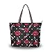 Woman Tote Bag Lip Kiss And White Polka Dots Shoulder Handbag for Work Travel Business Beach Shopping School Woman Girl