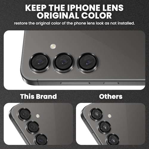 Image of FIRST MART Black Camera Ring Guard Protector for Samsung Galaxy S24 FE | Tempered Glass with Metal Alloy Rings, HD Clear, Scratch Resistant, Case-Friendly | Pack of 1