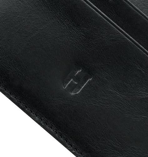 Wallet for Men, Slim Minimalist Card Holder, 6 Card Slots, Main Pocket, Full-Grain Handcrafted Front Pocket Leather, Gift Box - Pouch for Christmas & Birthday, Plain Black3