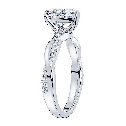 THELANDA Sterling Silver 4-Prong Petite Twisted Vine 1CT Heart-shaped Genuine Moissanite Engagement Ring Promise Bridal Ring4