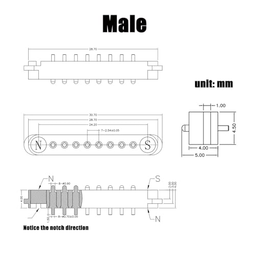 Image of 2 Pair Magnetic Pogo Pin Connector, 2 /3 /4 /5P 2A Pogopin Magnetic Connector Male+Female 2.54 /2.5 MM Through Holes Spring Loaded Connectors DC Power Socket DC Power Charge Probe Connector (8Pin)