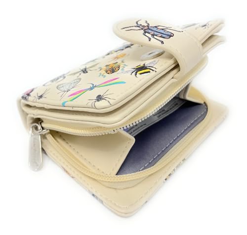Shag Wear Insect Mania Small Nature Wallet For Women and Teen Girls Vegan Faux Leather 4.5" Beige4