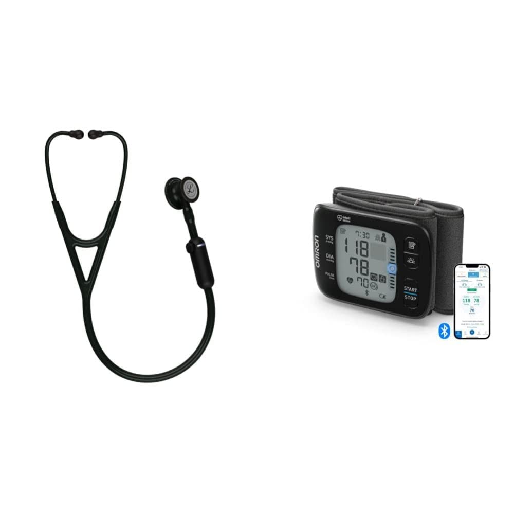 3M Littmann Core Stethoscope 8490 Black & OMRON RS7 Automatic Wrist Blood Pressure Monitor for home use or on the go, clinically validated, including use on obese people