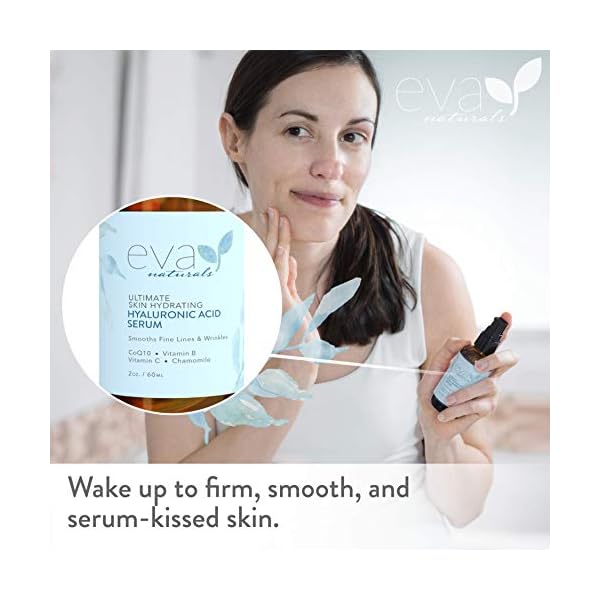 Eva-Naturals-Anti-Aging-Hyaluronic-Acid-Serum-For-Face-Professional-Potent-Hydrating-Anti-Wrinkle-Formula-For-Fine-Line-Uneven-Skin-Tone-Contains-Vitamin-C-B-E-Paraben-Free-2-Oz Eva Naturals Pure Hyaluronic Acid Serum For Face - Facial Serum - Wrinkles and Fine Lines - Perfect Hydrating Serum for Face and Dry Skin - Pairs with Vitamin C Serum (2 Oz)