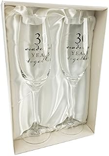 Amore 30th Pearl Anniversary WG66530 Pair of Champagne Glasses - Flute Set