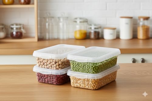 Image of 2000Ml Clear Fridge Stackable Organiser Storage Boxes with Clip Lock Lids for Vegetable & Fruits