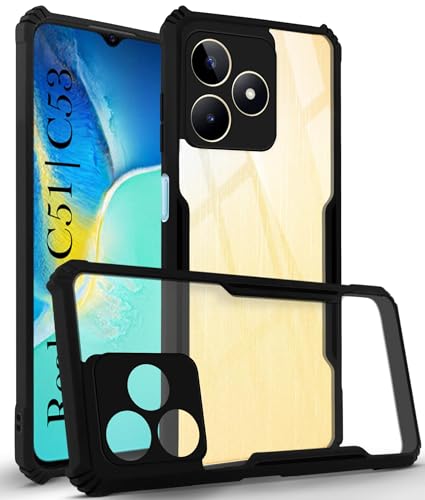 Image of Jkobi Back Case Cover for Realme C51 | Realme C53 (Shockproof with Polycarbonate Clear Panel | Professional Black)