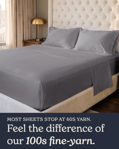 Image of Beckham Hotel Collection 100% Cotton King Sheet Set, 4-Piece, Dark Gray