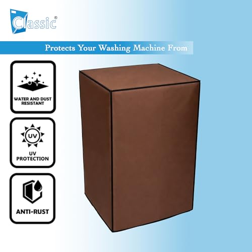 Image of Classic Top Load Washing Machine Cover Suitable For LG 7 Kg, 7.2 Kg, 7.5 Kg, 8 Kg, Waterproof & Dustproof (56cmsX56cmsX88cms, Brown)