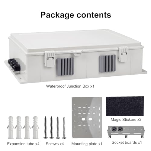 Image of Namunanee Outdoor Electrical Junction Box with High Power Outlet, ABS Water Resistant Enclosure with Internal Mounting Panel & Hinged Cover. (18.1 inch H* 12.6 inch L* 4.3 inch W & Outlet)