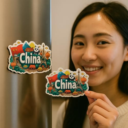 Image of Naxon China Country Theme Souvenir Wooden Refrigerator Stylish Fridge Magnet - Fridge Decoration Magnet for Kitchen & Home Decor | Perfect Souvenir Gift | Size 3x3 Inches | Pack of 1