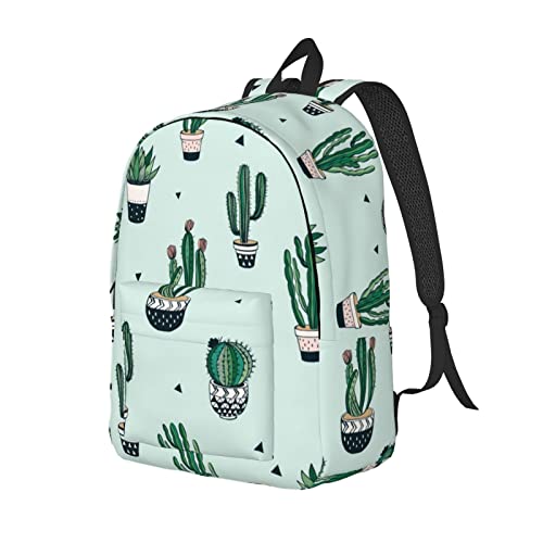 Sac à dos universitaire décontracté grand format avec motif Cactus vert