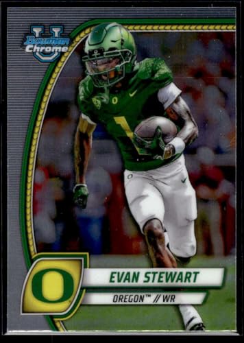 2024 Bowman University Chrome #75 Evan Stewart Oregon Ducks RC Rookie NCAA Football Trading Card