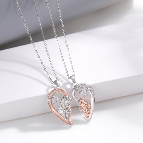 TUGHRA Mother and Daughter Necklaces Set 925 Sterling Silver Mom Daughter Pendant Necklace Matching Necklace for 2 Dainty Couples Jewelry Gifts for Mothers Day Birthday Christmas Day4