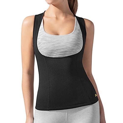 HOT SHAPERS Women's Cami Hot Belly Fat Burn Sauna Shirt. Seamless Slimming Body Shaper (Small, Black)