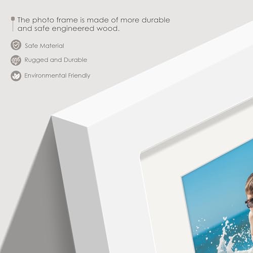 Image of DUENPY 5x7 Picture Frame Collage Holds 5 Photos Made of High Definition Glass, Mat for Display 4x6 Picture Frame Collage Photo for Wall Decor White