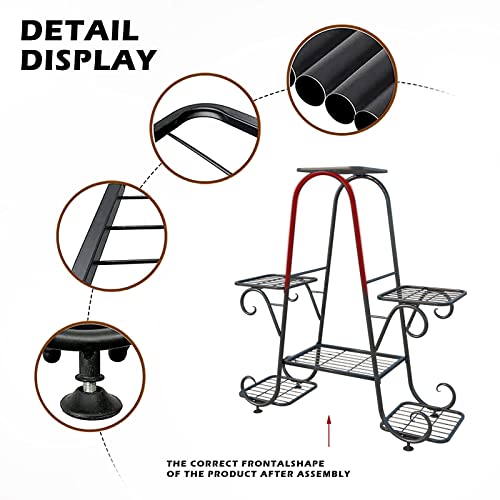 Zhazhadi Plant Stand Metal Indoor Outdoor Multiple 6 Tier Tall Corner Flower Pot Holder Stands Shelf Rack Wrought Iron Tiered Planter Shelves For Patio, Living Room, Garden, Balcony, Black #TOP2