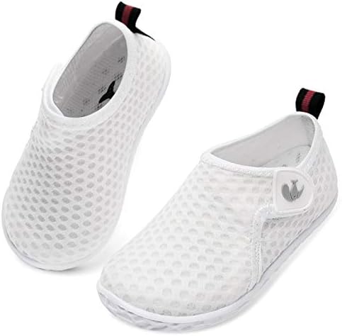 JIASUQI Baby Girls Boys Summer Water Skin Shoes Beach Sandals for Pool Surf Water Aerobics Dot White 12-18 Months