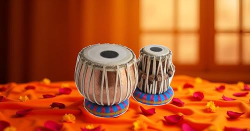 Image of Sheesham Wood Tb-0102 Hand Made Lacquer Polish Copper Tabla Set Gold Color Indian Musical Instrument Bayan Tabla, Dayan Tabla For Beginners & Students