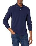 Amazon Essentials Men's Long-Sleeve Pique Polo Shirt, Navy, Large
