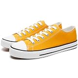 yageyan Men Canvas Low top Shoes Classic Casual Sneakers Black and White Fashion Shoes(yellow12)