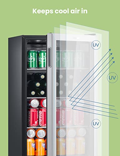 Image of COMFEE' CRV115TAST Cooler, 115 Cans Beverage Refrigerator, Adjustable Thermostat, Glass Door With Stainless Steel Frame, Reversible Hinge Door And Legs For Home, Apartment