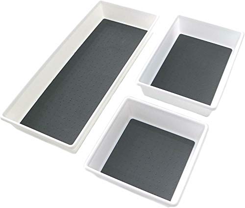 Clay Roberts Organizadores para cajones, Juego de 3, Blanco, organizadores para cajones y sobremesa