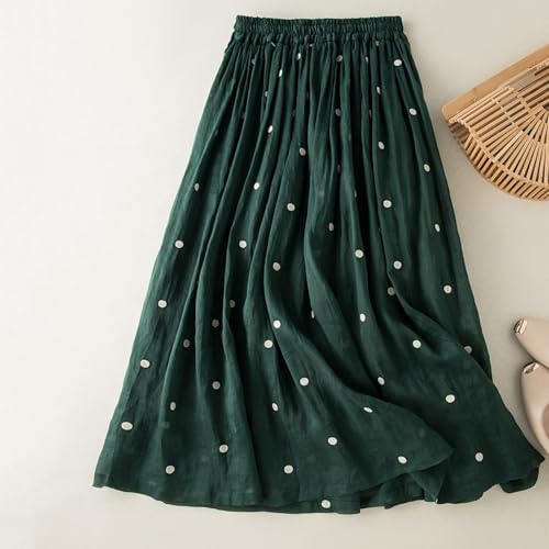 Womens Polka Dot Skirt Maxi Skirt A-Line Elastic High Waisted Boho Swing Pleated Midi Long Skirts3