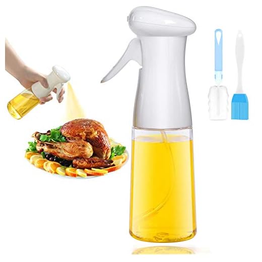 CBGGQ Dispensador Pulverizador de Aceite, Rociador Oliva Aceite, Rociador de Vinagre, 7 oz / 210 ml de pulverizador Spray Oliva Aceite para cocinar, Barbacoa, Asar, Hornear, Ensalada（blanco）