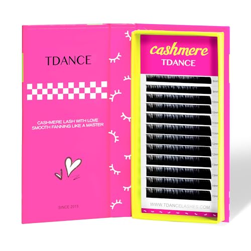 TDANCE Cashmere Lash Extensions Super Soft Classic Lash Extensions 0.03mm Thickness CC Curl Single Length 10mm Individual Volume Lash Extensions for Professional Salon Use(0.03-CC,10mm)