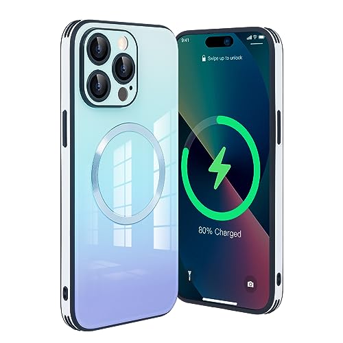 Coque iPhone 14 Pro MagSafe Guppy en verre dégradé bleu