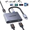 4-in-1 Dual USB-C Display Hub for Switch 2, Switch Docking Station Portable with 4K@60Hz/100W PD/USB3.0 5Gbps for AR/XR Glasses/Switch 1 2/Steam Deck/Laptop/Portable Monitor& Type-C Display