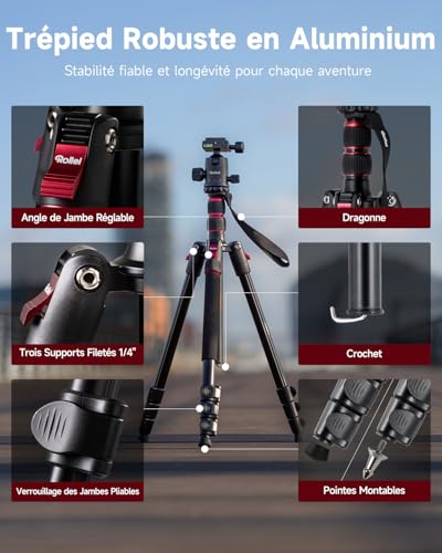 Rollei Trepied Appareil Photo Voyage 180cm Compact Traveler No.2 Aluminium – vue 6