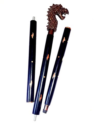 Canne de marche en bois dragon antique - Un chef-d'œuvre de sculpture pour collectionneur