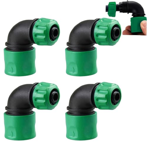 Shengou Lot de 4 Adaptateurs Coudés à Raccord Rapide pour Tuyau d'arrosage 12-13 mm, Connecteurs Rapides Coudés 90 Degrés, Adaptateur de Tuyau d'arrosage,...