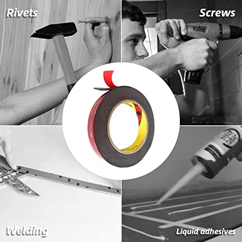 3M Double Sided Mounting Tape, 3M5952 Heavy Duty VHB Foam Adhesive 1/2"x15.4 FT for Indoor Outdoor, LED Strip Lights, Automotive Trim & Home Office Décor, Waterproof & Industrial Grade,1/2 x 15.4 FT