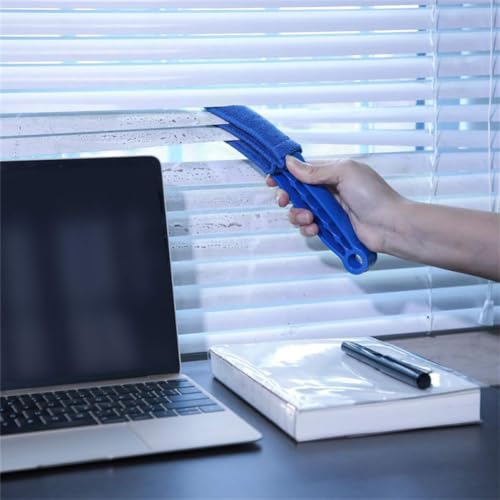 Image of Cleaner Tools for Window Shutters Air Conditioner Dust with 3 Microfiber Sleeves - Mini Duster and Brush,for Keyboard,Car Air Vent, Vehicle Blind Dust Cleaning Tool for SUV, Truck, RV, Blue