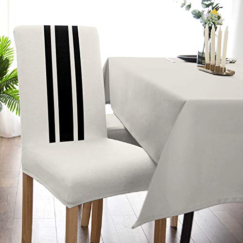 Dining Chair Slipcover, Christmas Black And White Stripe Rustic Farmhouse Style Countryside Chair Protector Stretch Parsons Chair Covers For Dining Room, Restaurant, Kitchen, Party, 6 Packs #TOP4